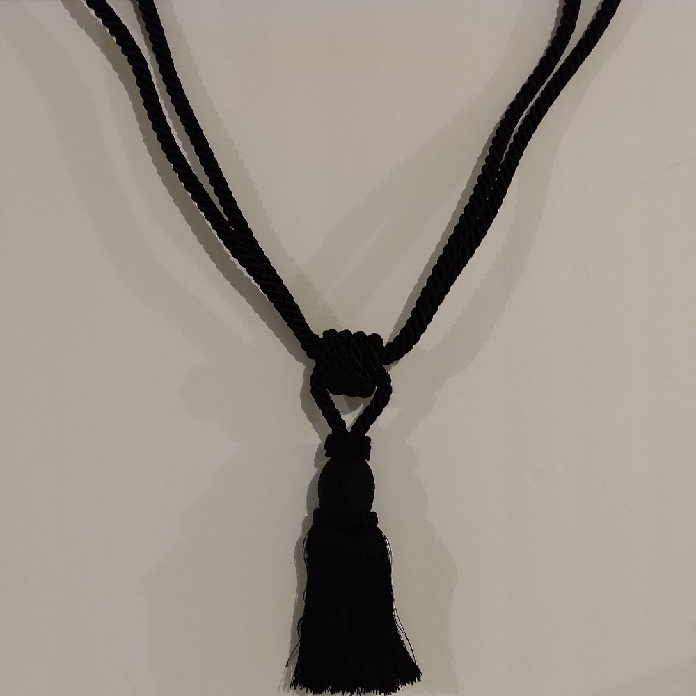 A Black Tie Back Drapery Tassel Single Head. Curtain tassels. Rope